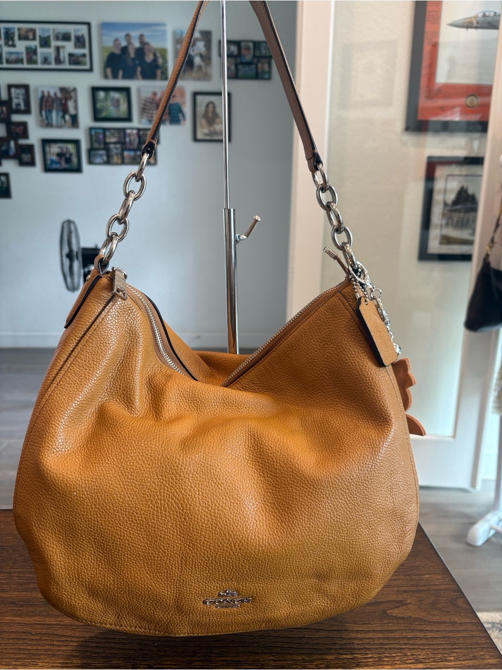 Coach Chelsea 32 Hobo Pebbled Leather Hobo Bag in Saddle Brown